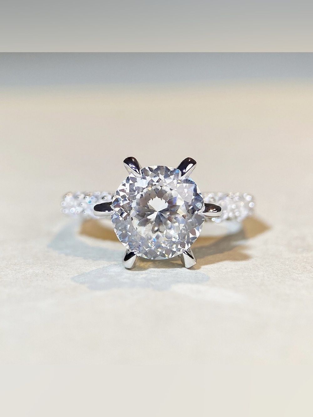 3 Carat 925 Sterling Silver Moissanite Geometric Ring